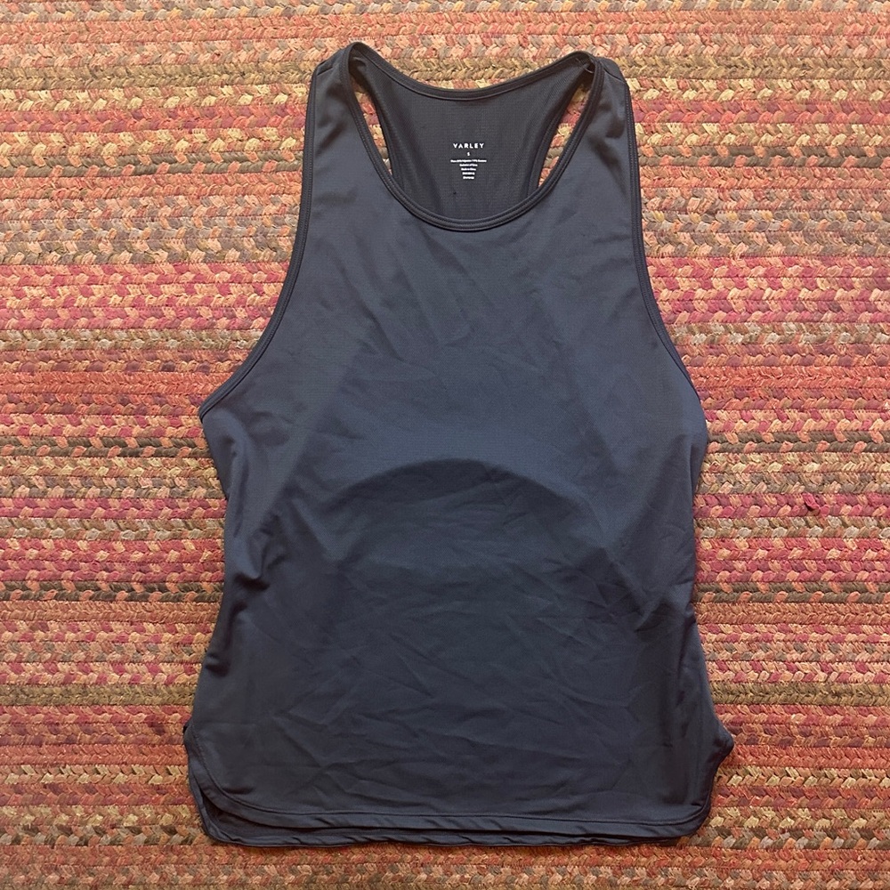 VARLEY GREY OPEN BACK ATHLETIC TANK TOP